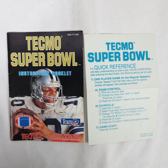 Tecmo Super Bowl SNES Super Nintendo Instruction Manual Booklet + QR Card ONLY - Picture 4 of 8